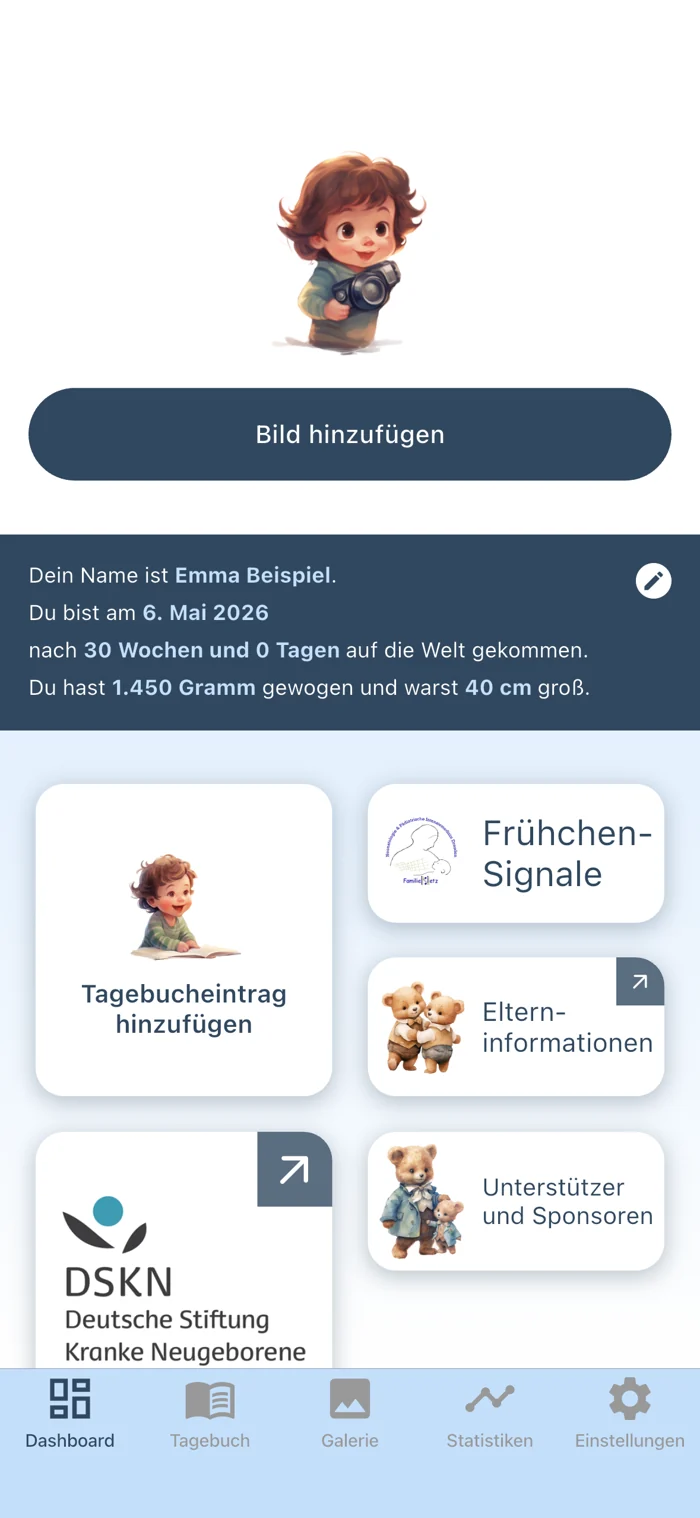 Dashboard mit Beispielkind