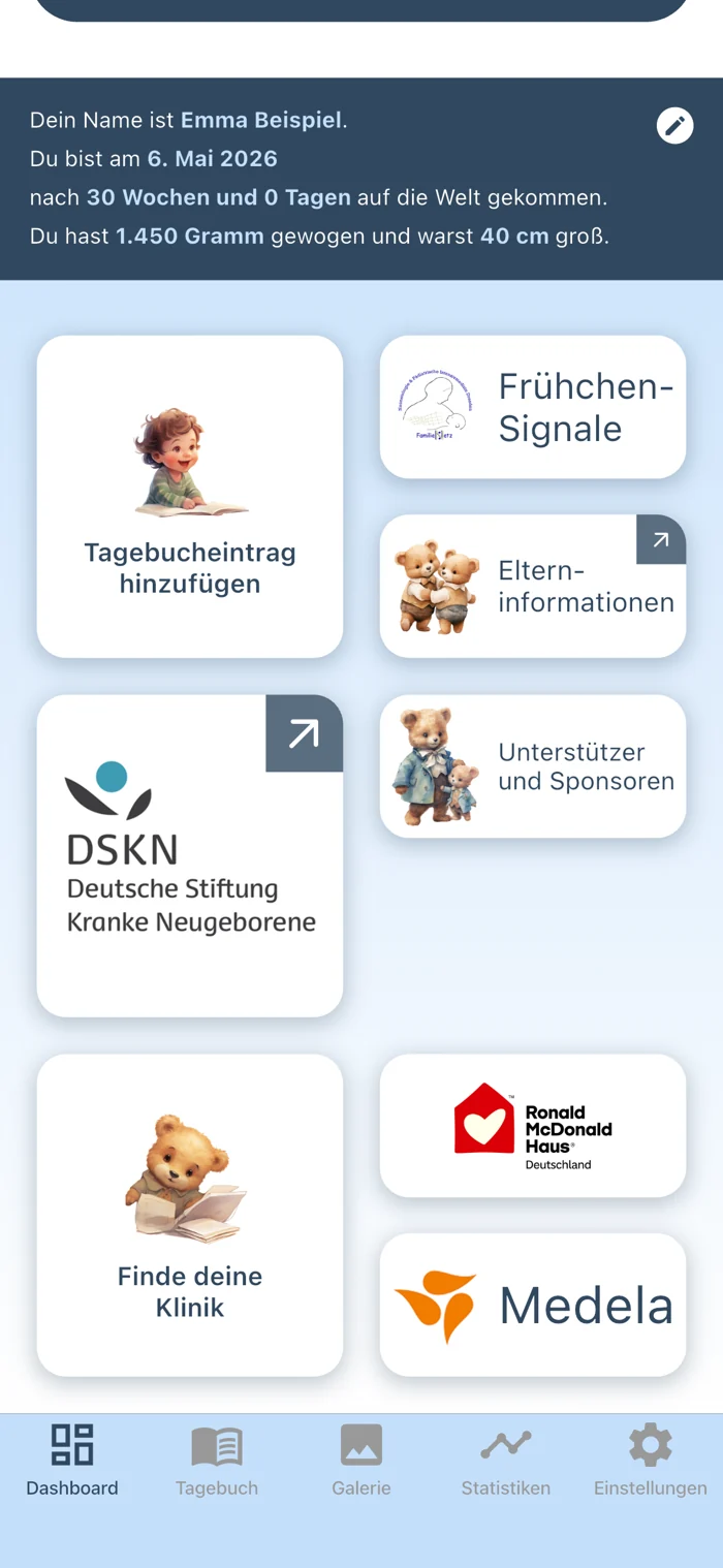 Tagebuch, Elterninformationen und Partner auf einen Blick