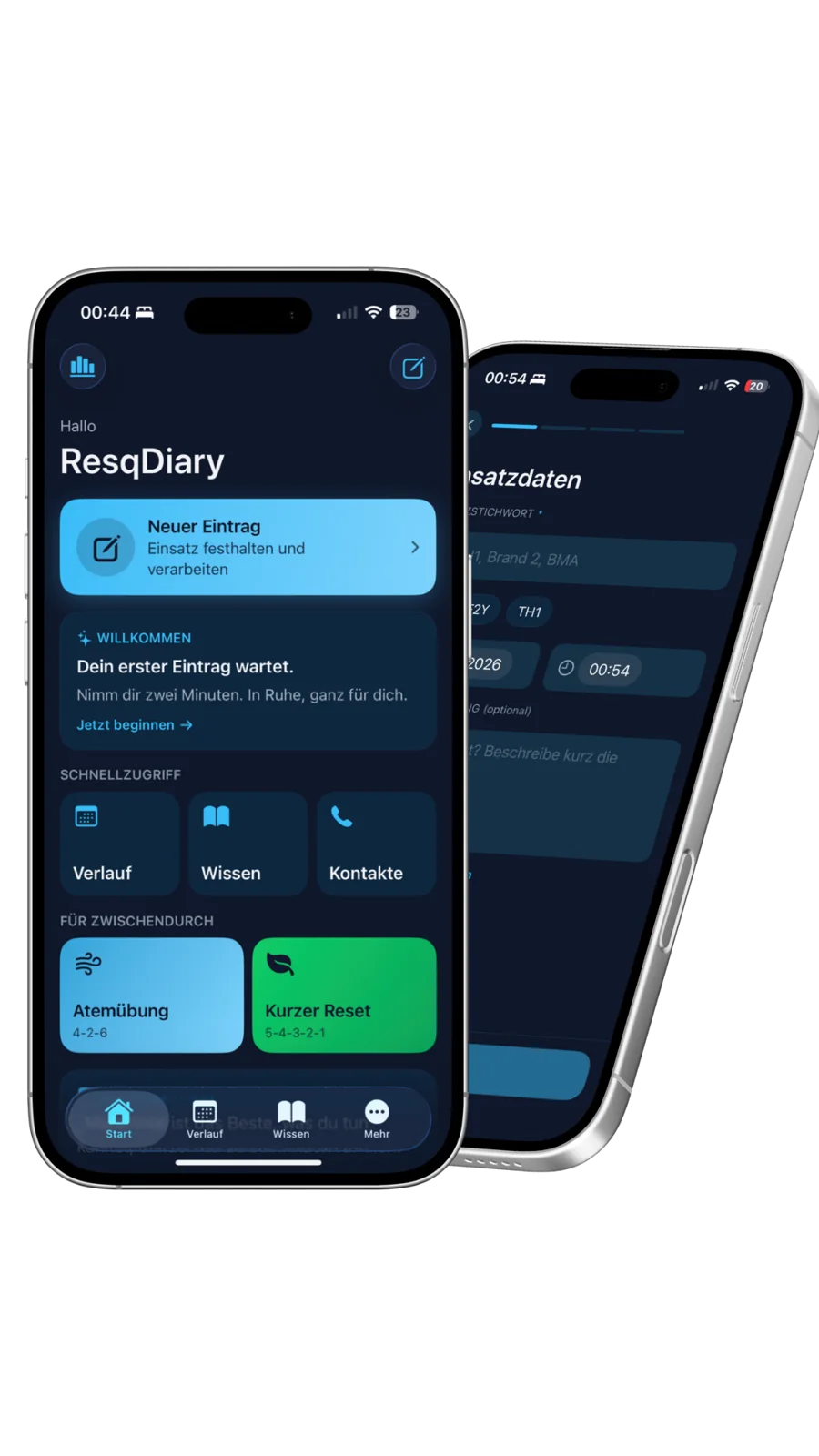 ResQDiary auf dem Smartphone